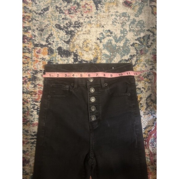 American Eagle Curvy Highest Rise Flare Jeans Black Button Fly Stretch size 00 - Picture 7 of 10